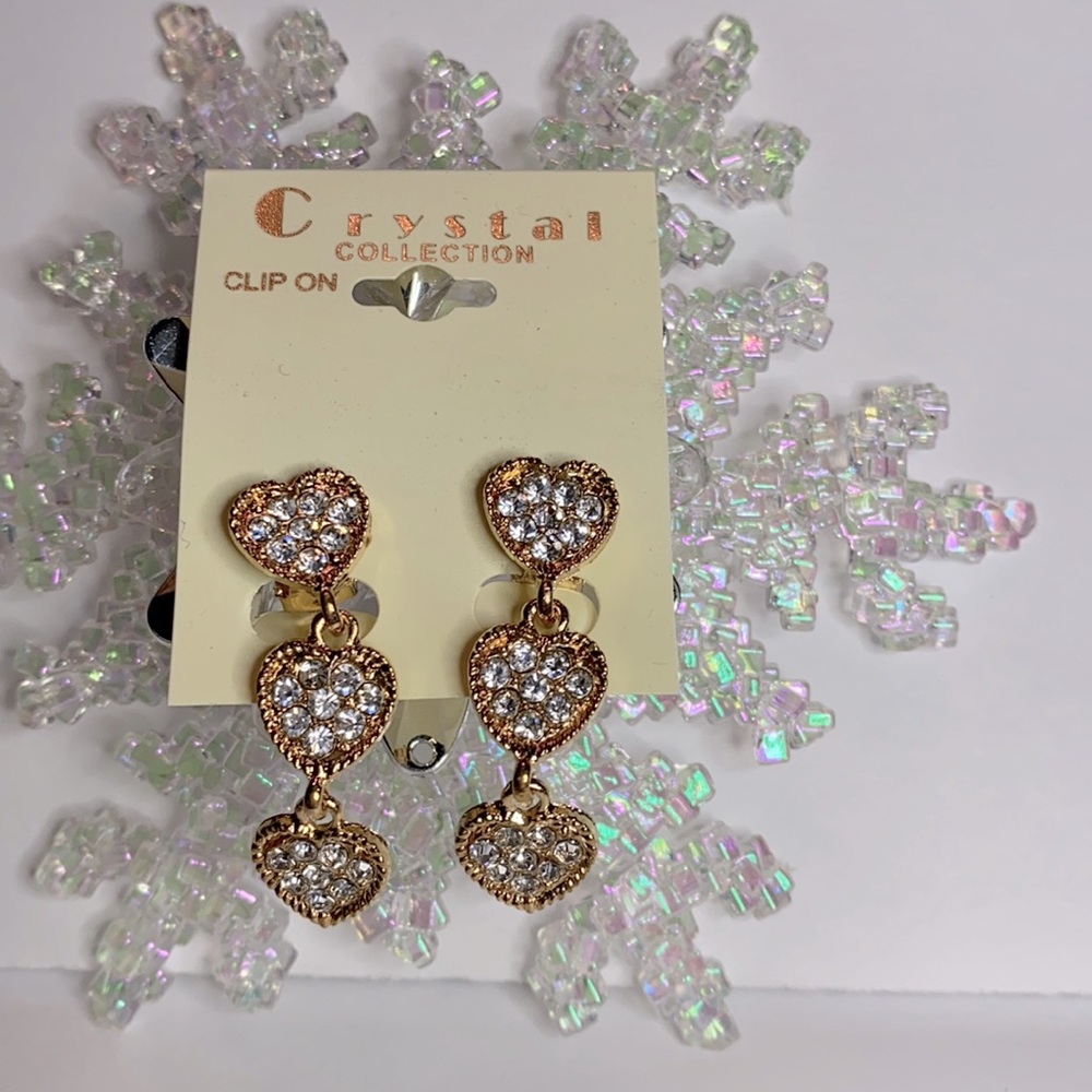 Crystal Collection Rhinestone Gold Earrings